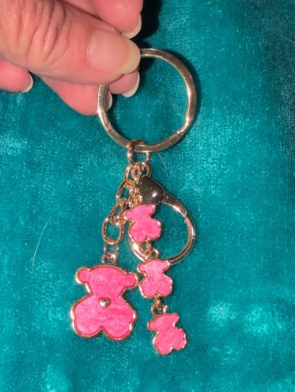 Teddy Bear Charm Keychain - Gold Hardware NWT